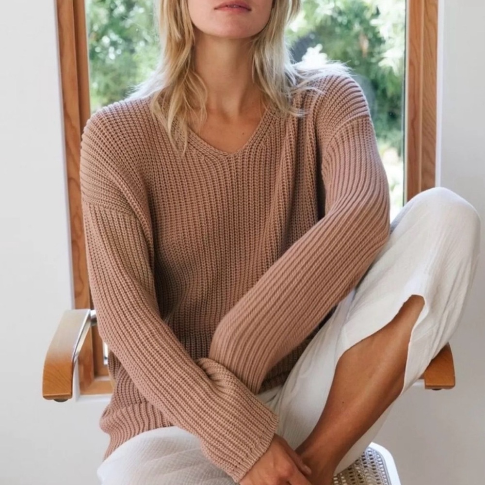 Jenni Kayne Cotton Cabin Sweater in Rose